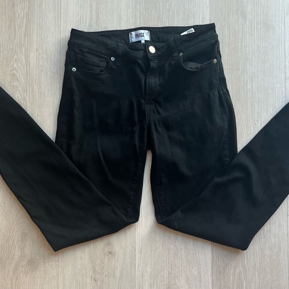 Paige Verdugo Ultra Skinny Jeans in Black - Size 28, Distressed Look